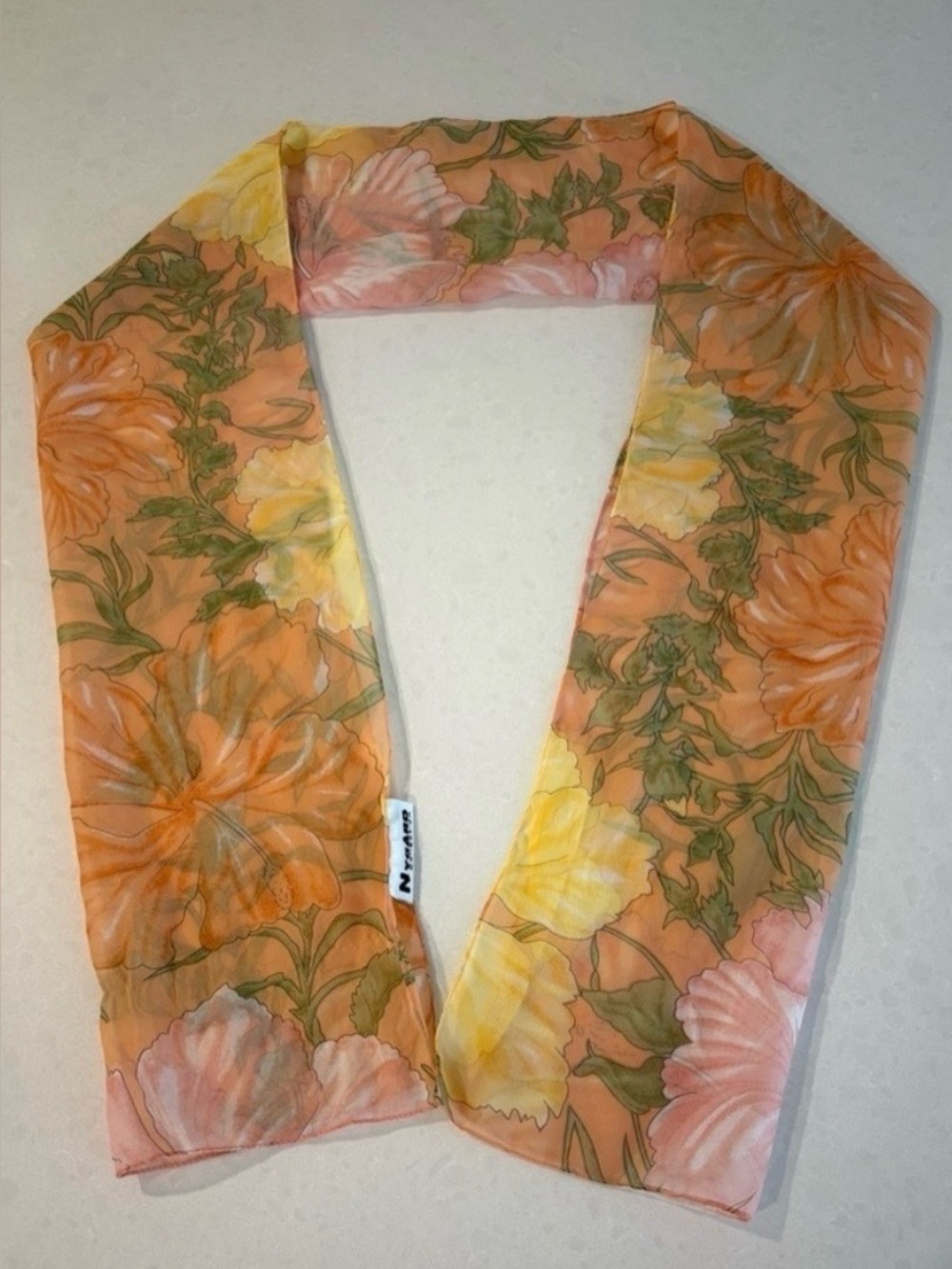 Nygard Collection Vintage-Style Floral Scarf - Peach, Yellow & Green